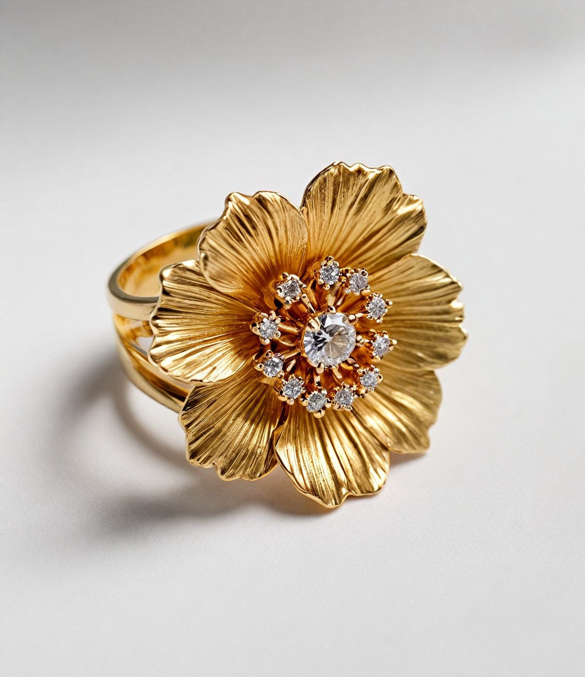 Diamond Flower Gold Ring