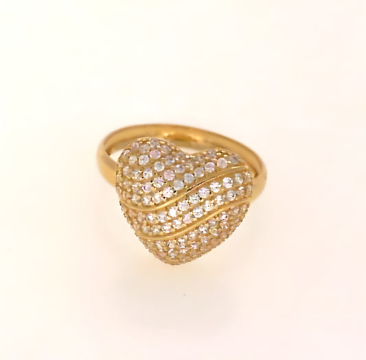 18K Yellow Gold Zircon Heart